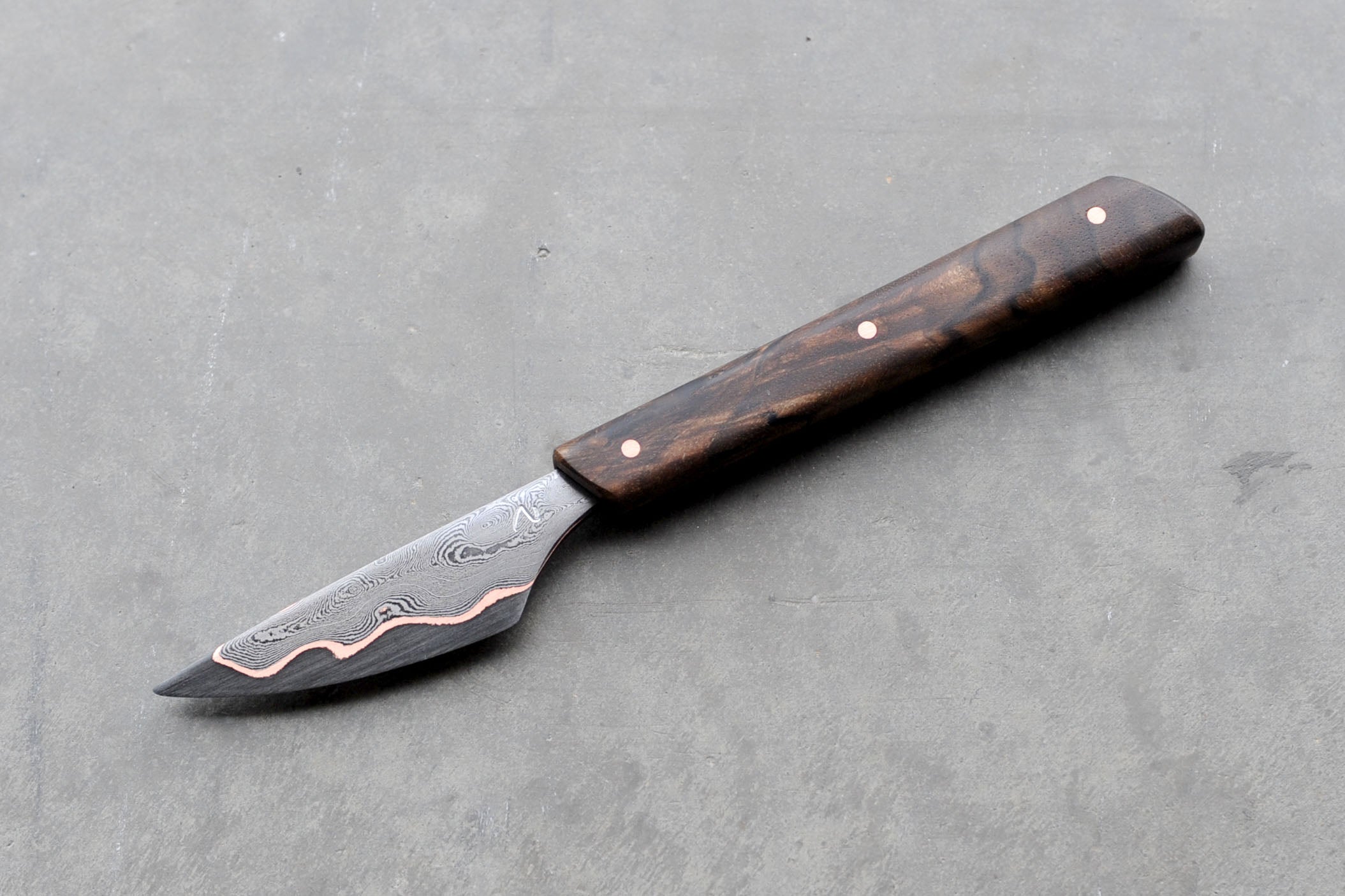 Walnut Copper & Damascus GoMai Paring Knife