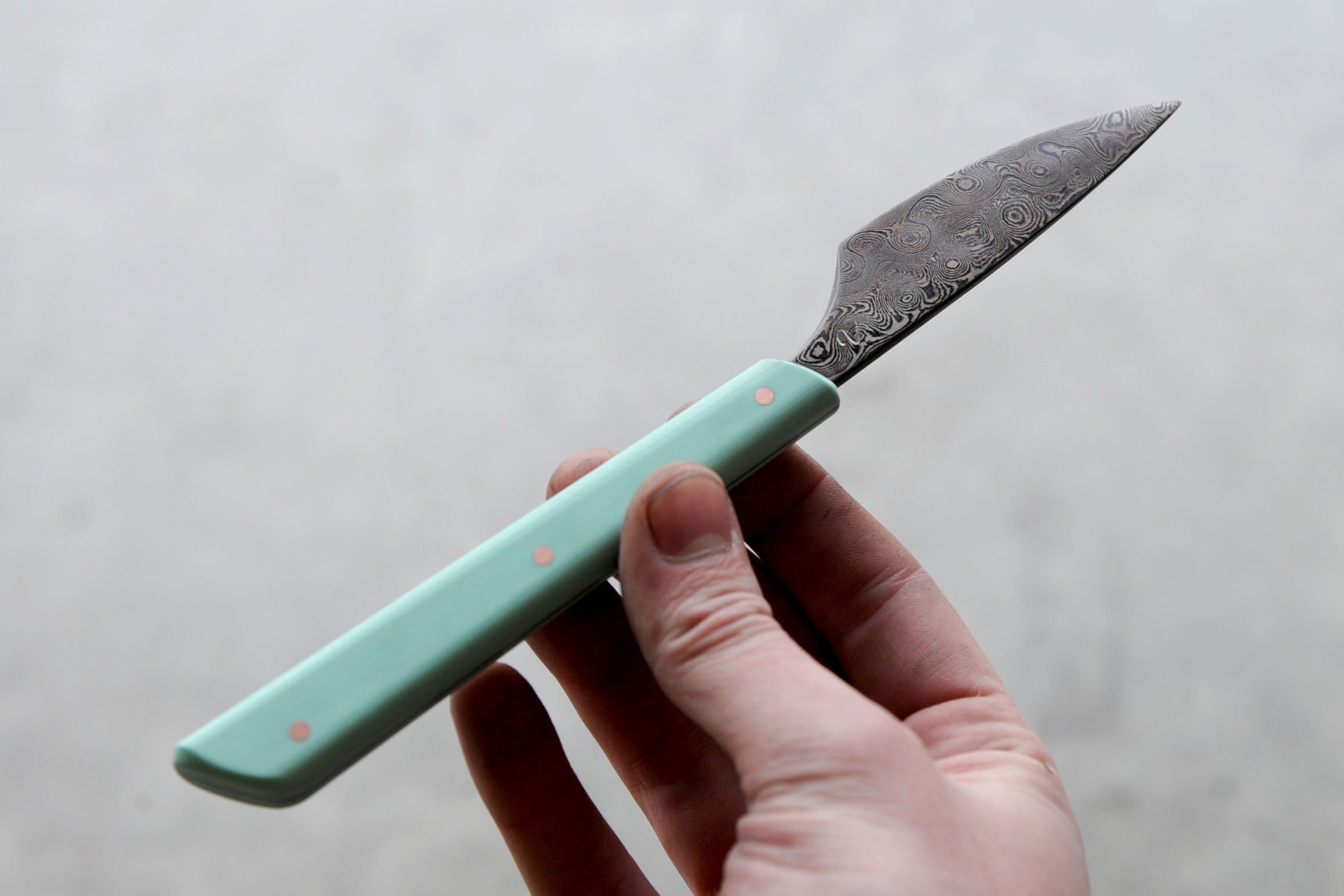 Tiffany Blue G10 Raindrop Damascus Paring Knife