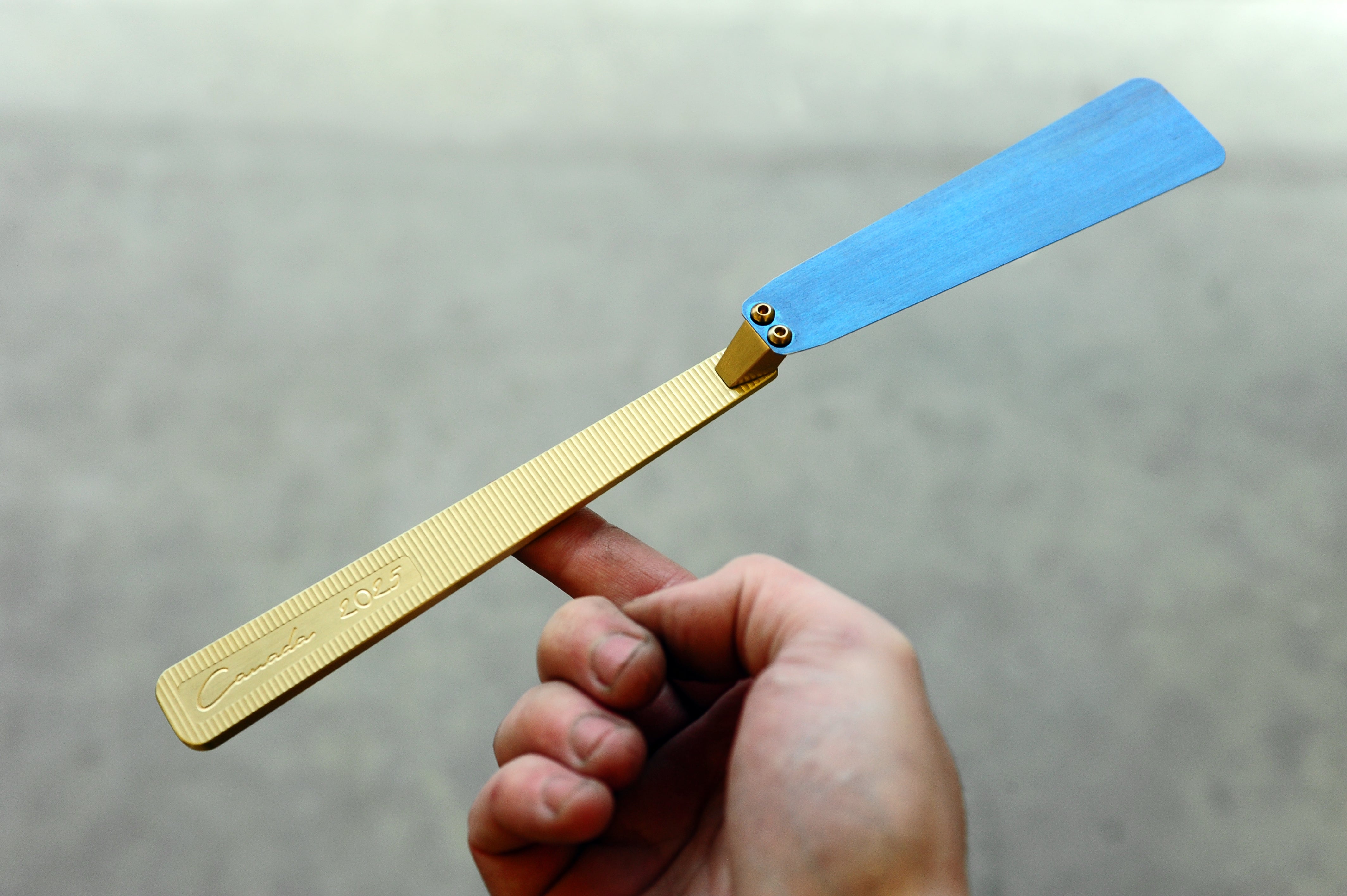 Small Offset Brass & Carbon Spring Steel Small Offset Spatula – Nordquist Designs Inc.