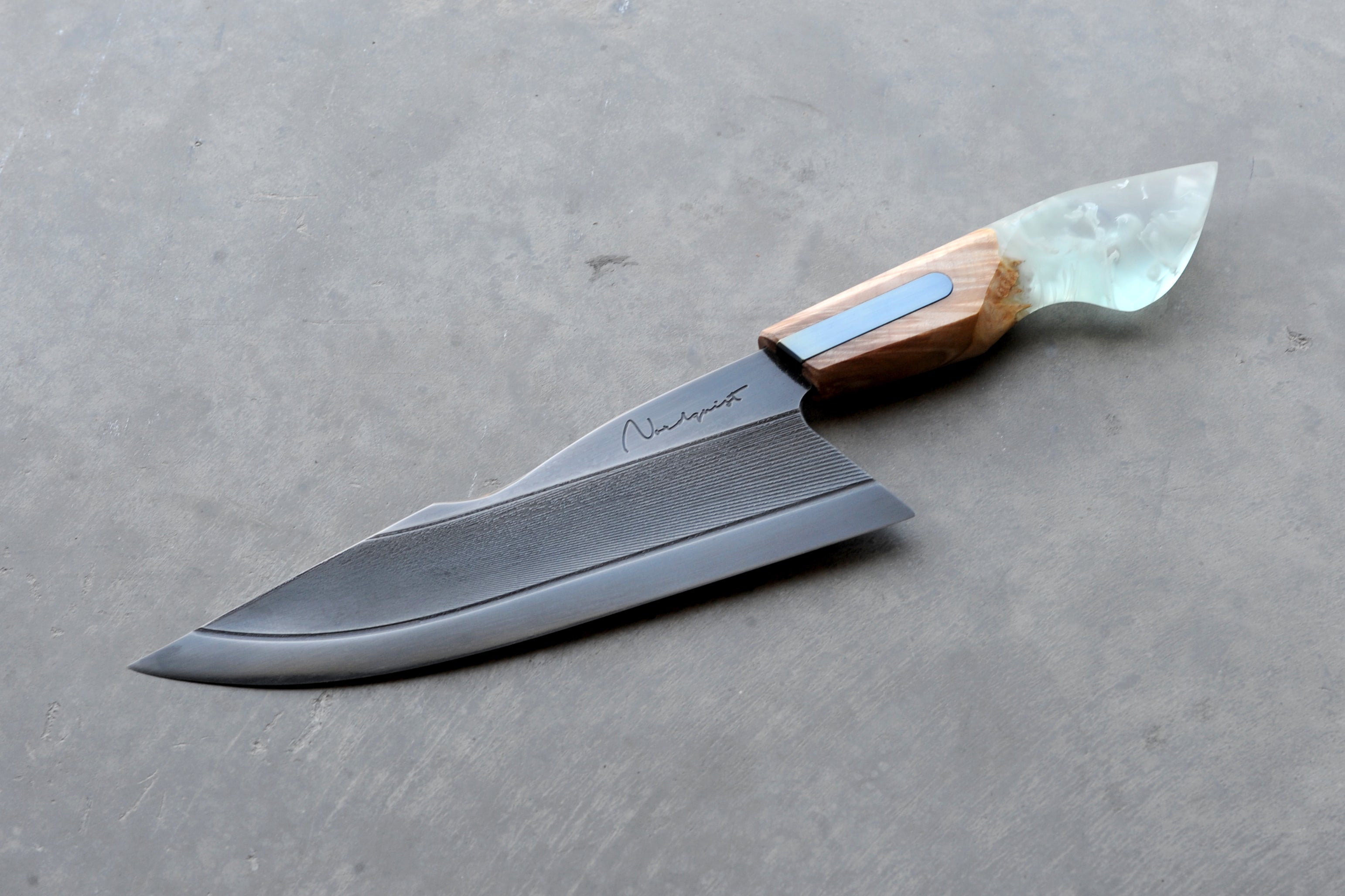 Maple & Titanium S-Grind Harpoon Point Chef's Knife