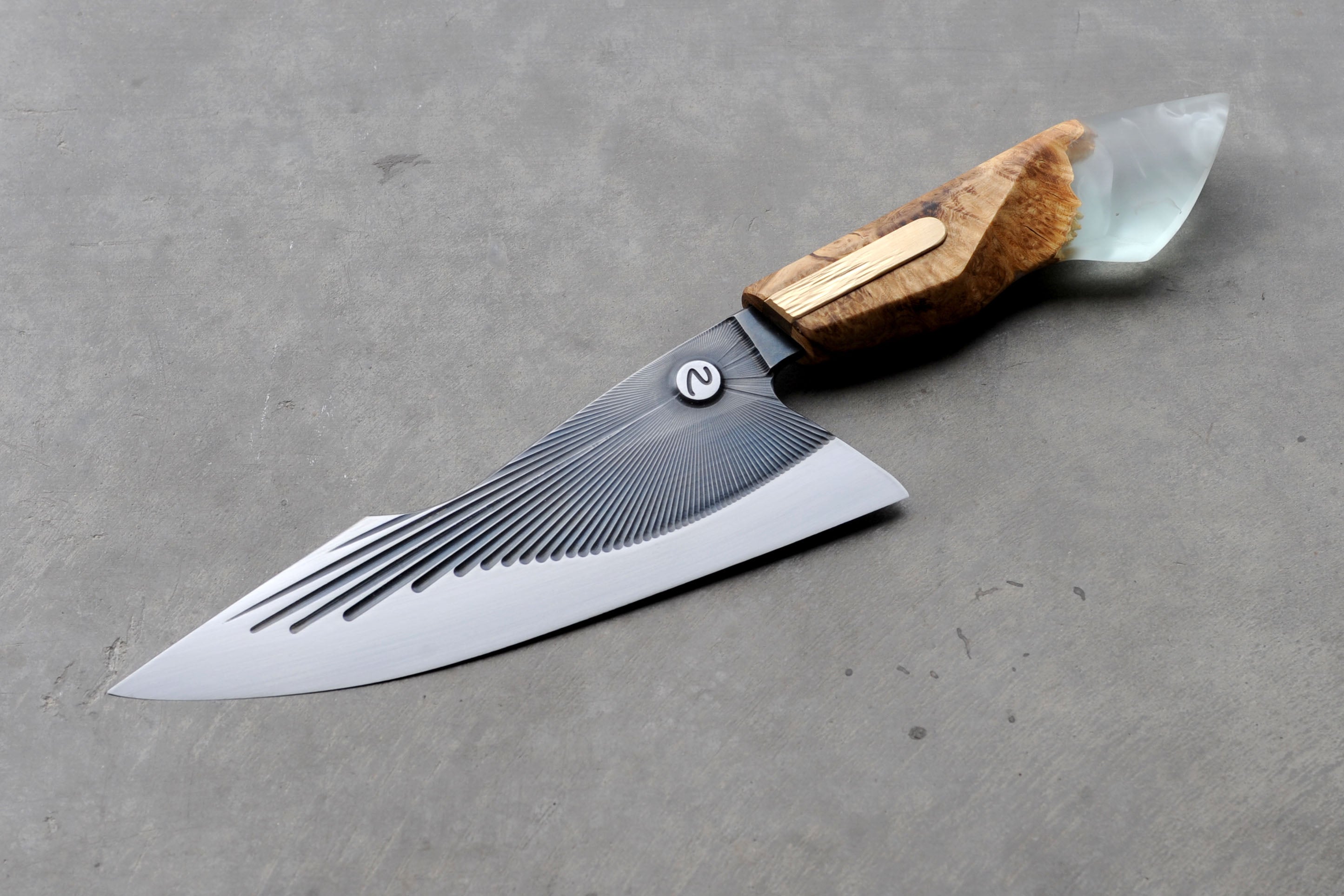 Yellow Cedar Burl Valkyrie Chef's Knife -- Available October 21, 10AM Pacific