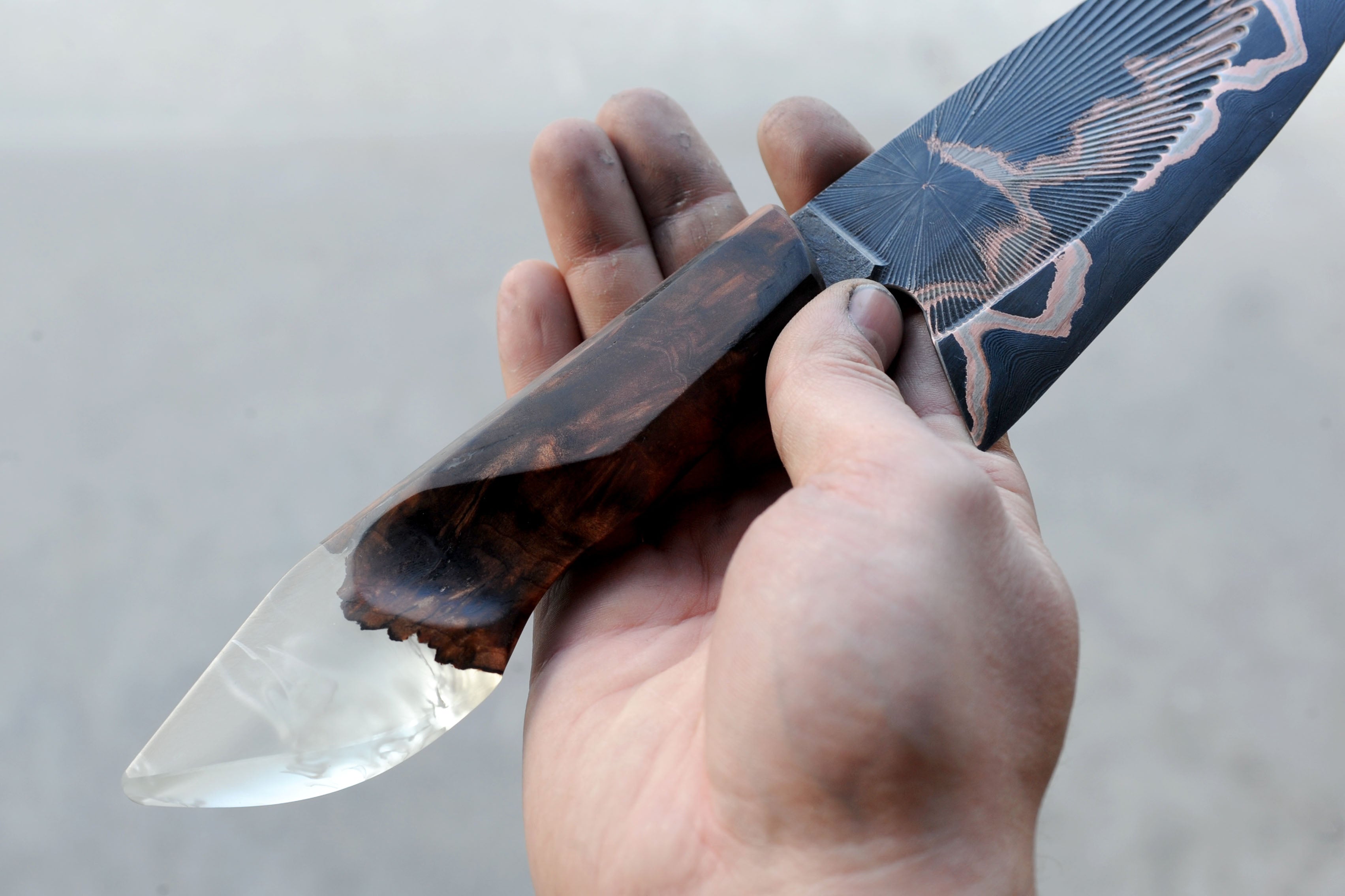 Copper and Damascus GoMai Valkyrie Chef's Knife