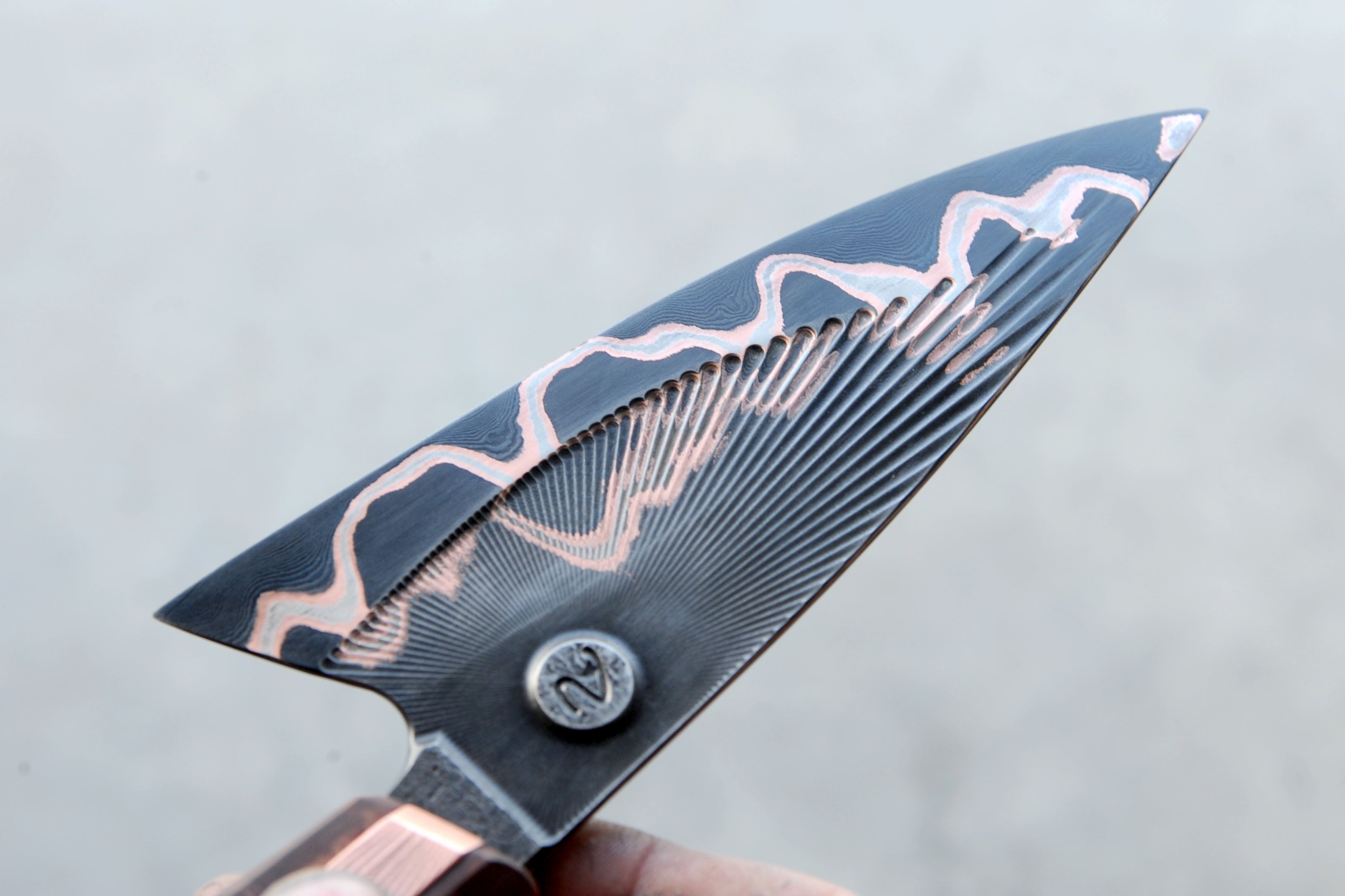 Copper and Damascus GoMai Valkyrie Chef's Knife