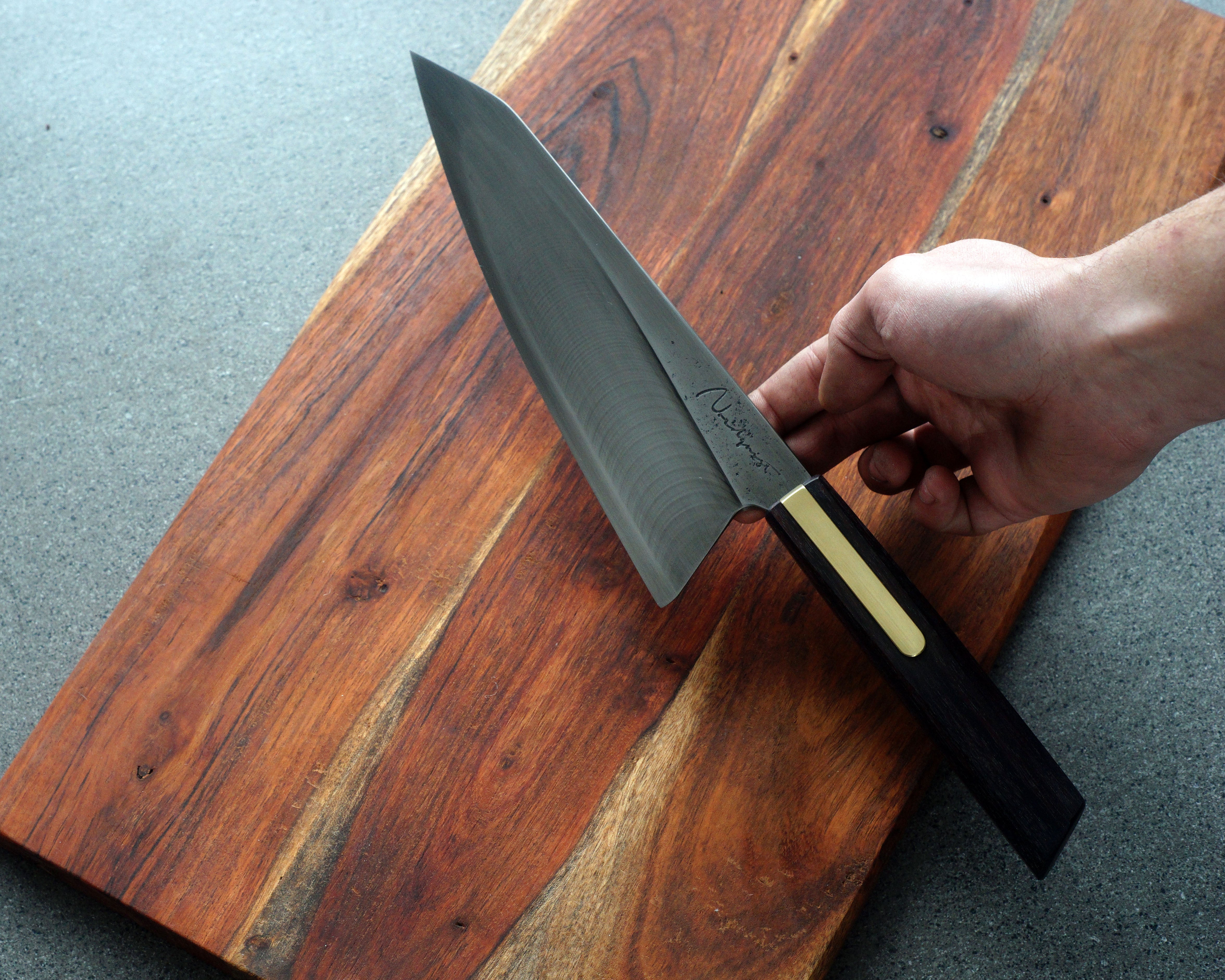 Rosewood and Brass S-Grind Gyuto