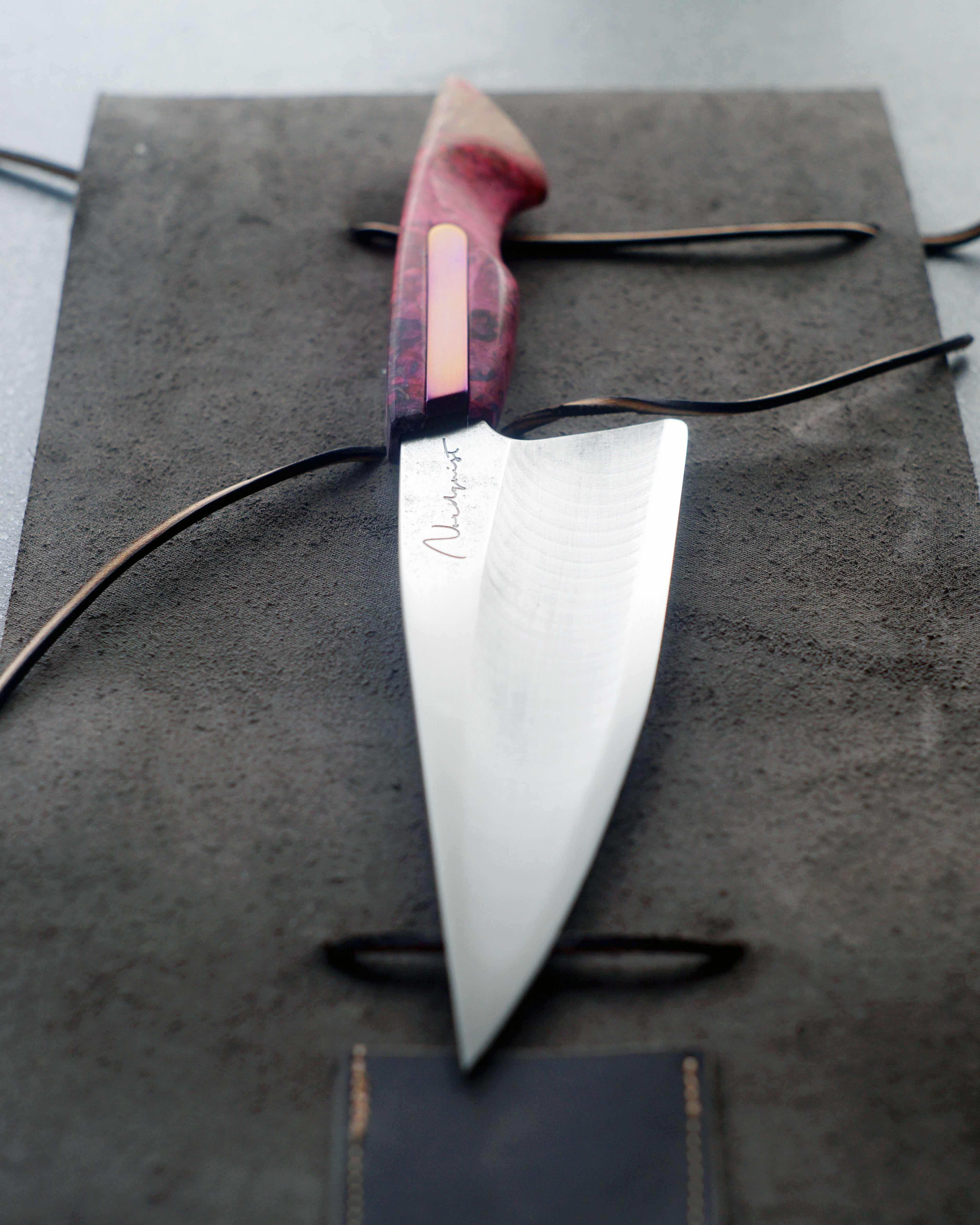 Iridescent Titanium & Maple Burl S-Grind Chef's Knife