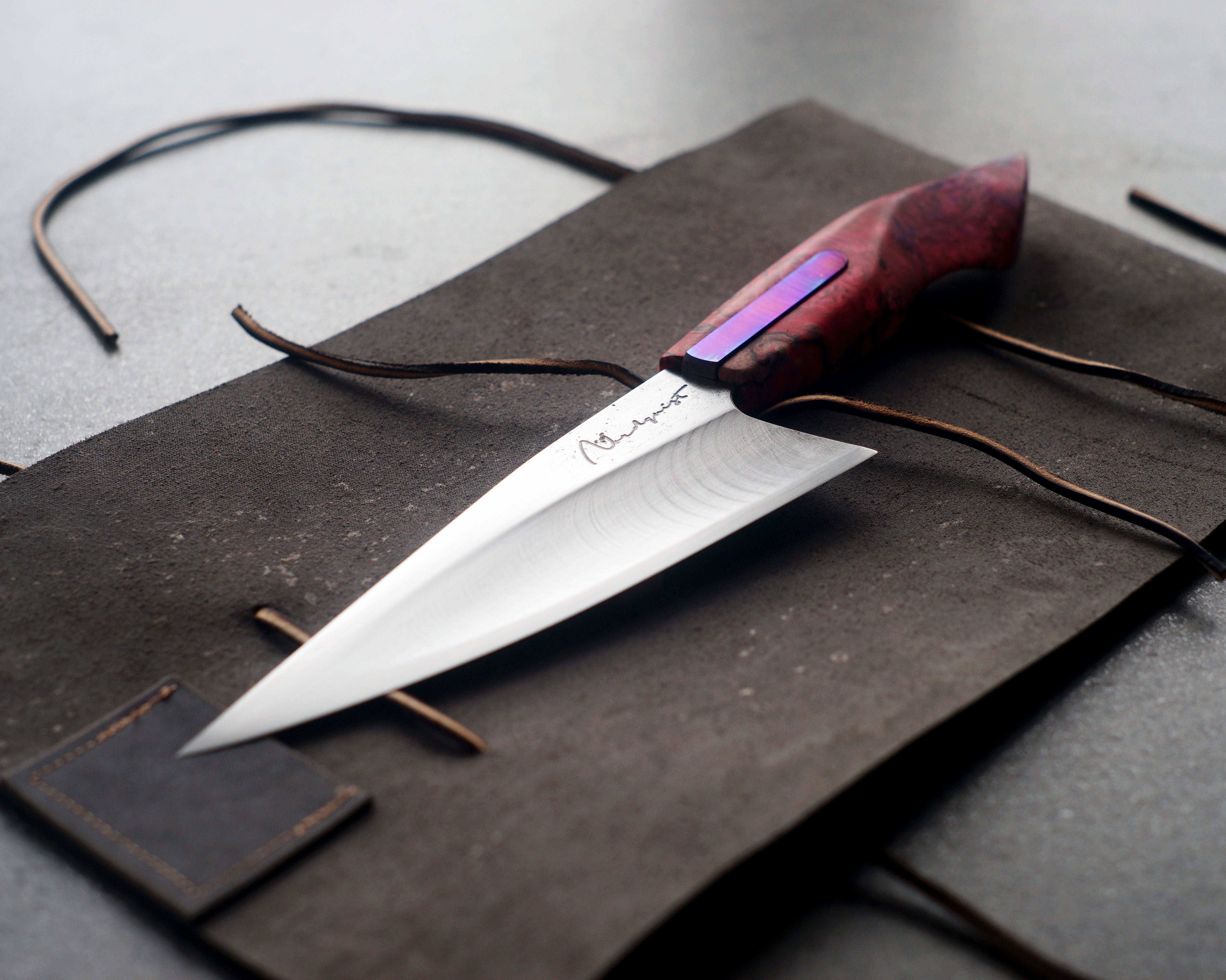 Titanium & Maple Burl S-Grind Chef's Knife