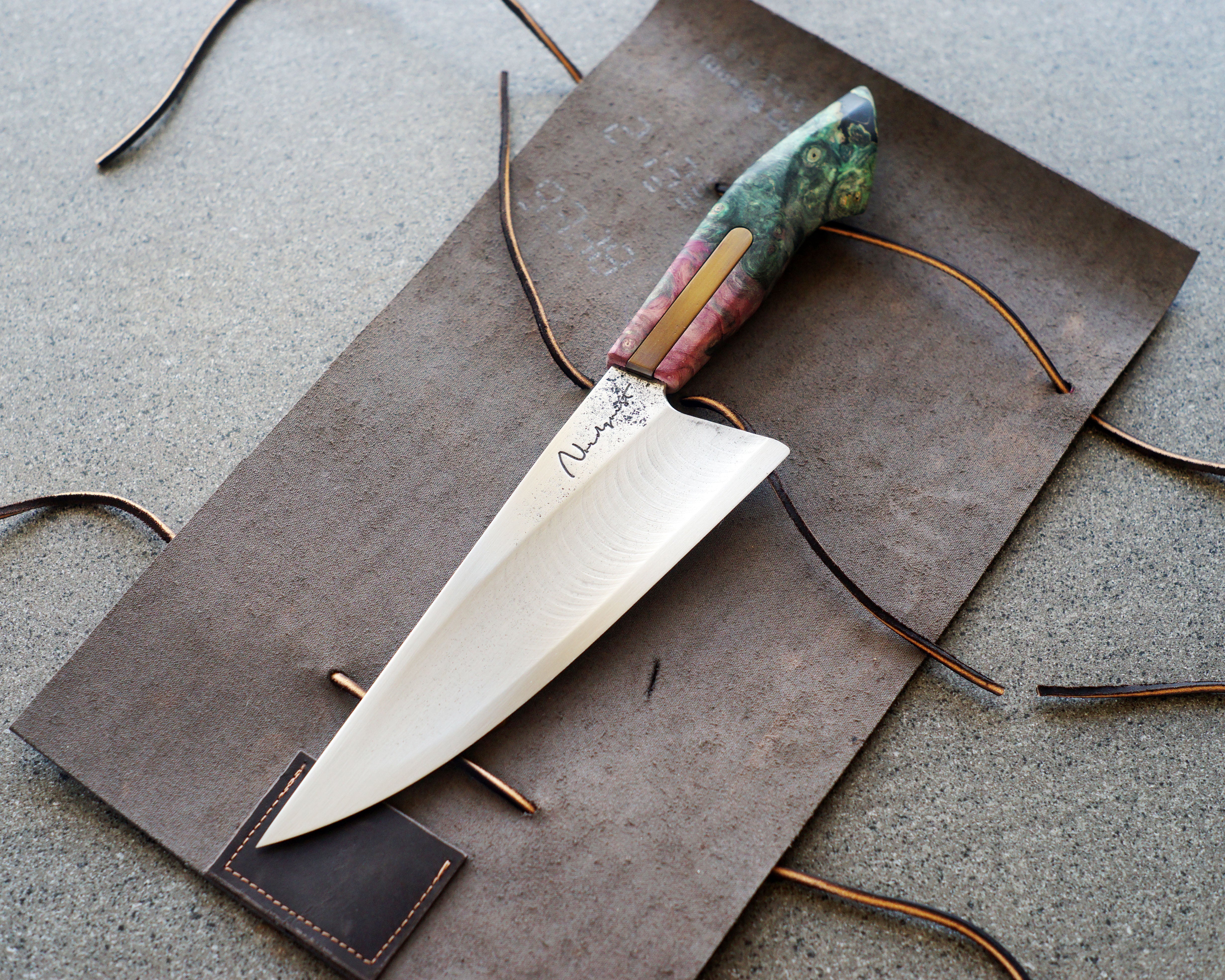 Maple Burl & Titanium S-Grind Chef's Knife
