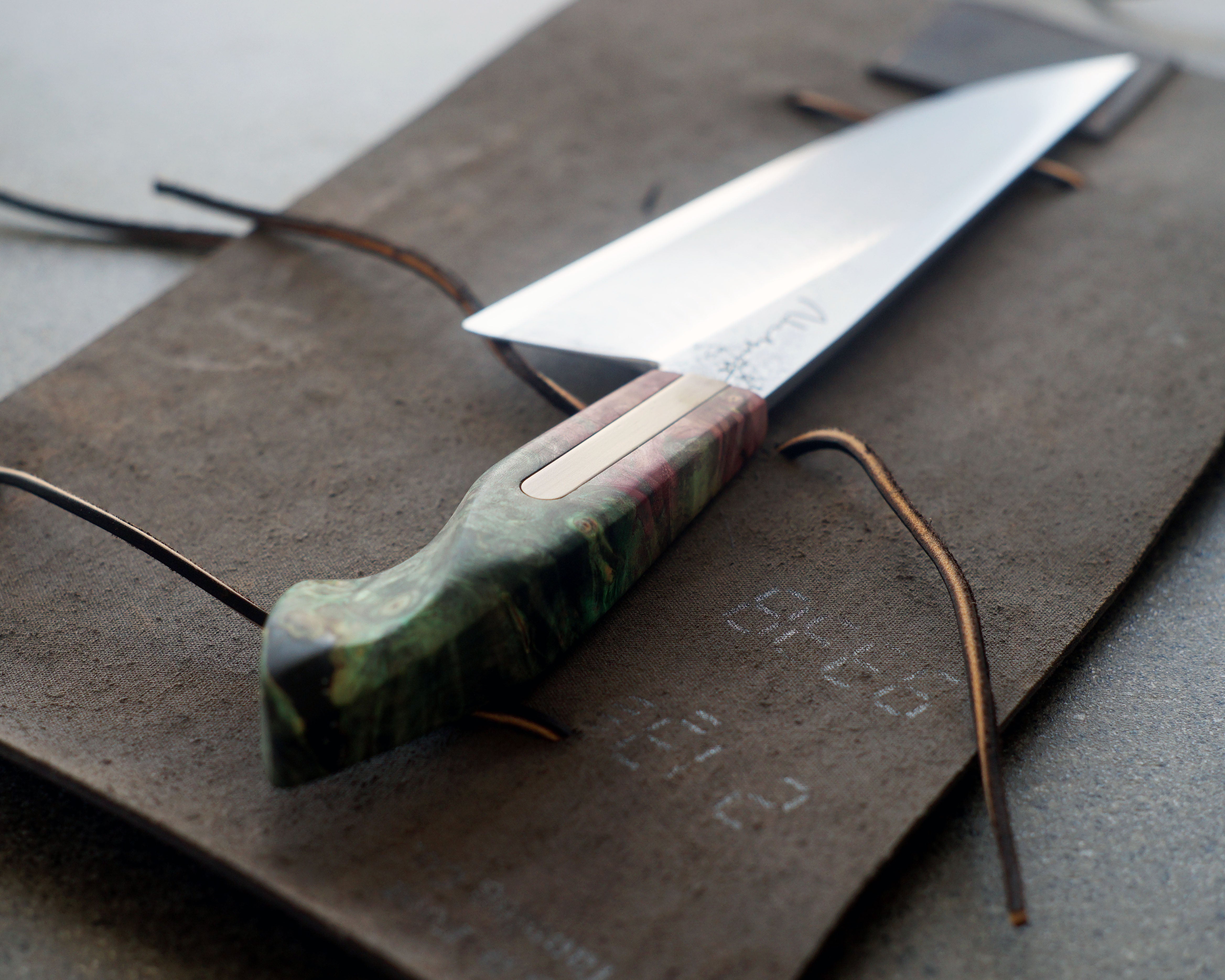 Maple Burl & Titanium S-Grind Chef's Knife