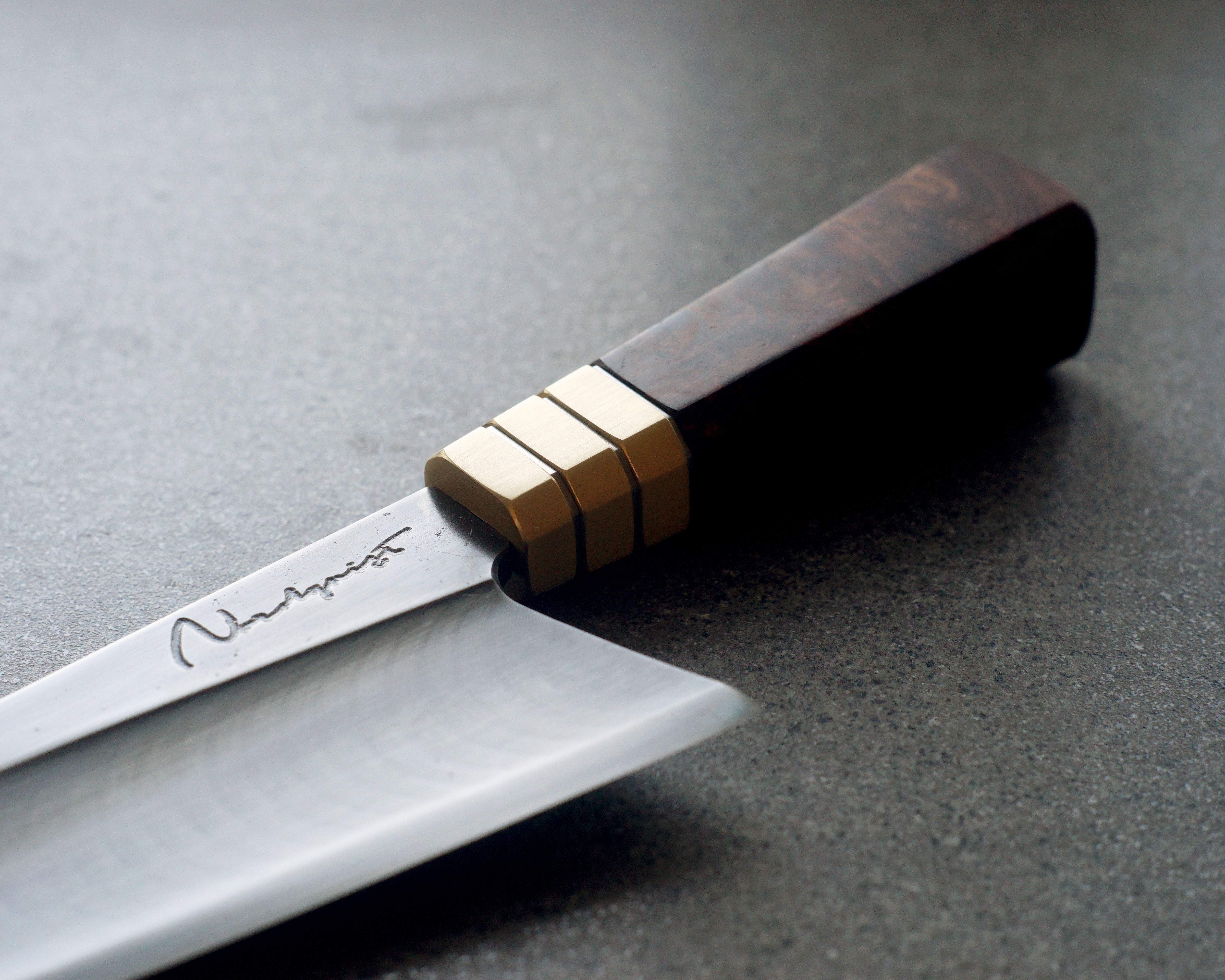 Rosewood, Brass & Stainless S-Grind Gyuto