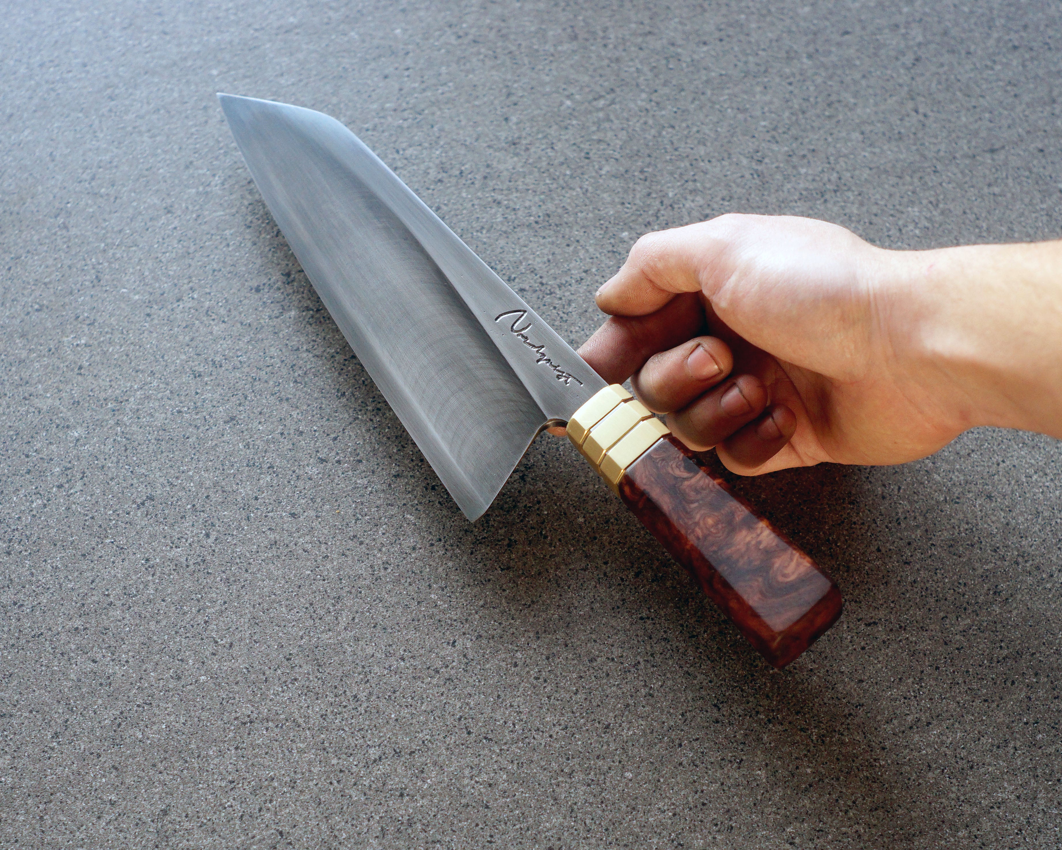 Rosewood, Brass & Stainless S-Grind Gyuto