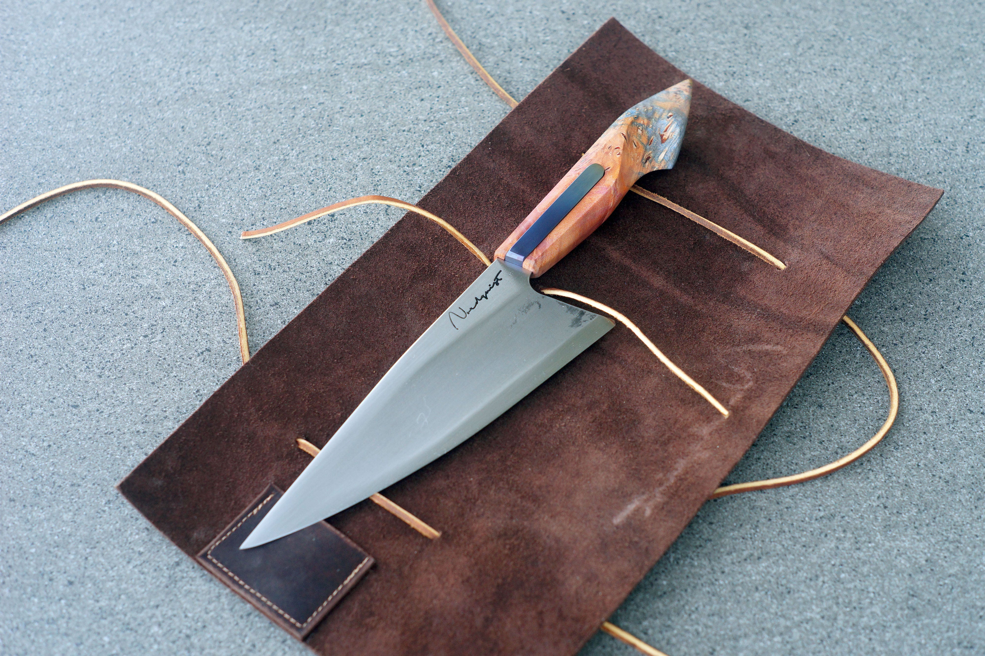 Orange & Blue Titanium S-Grind Chef's Knife