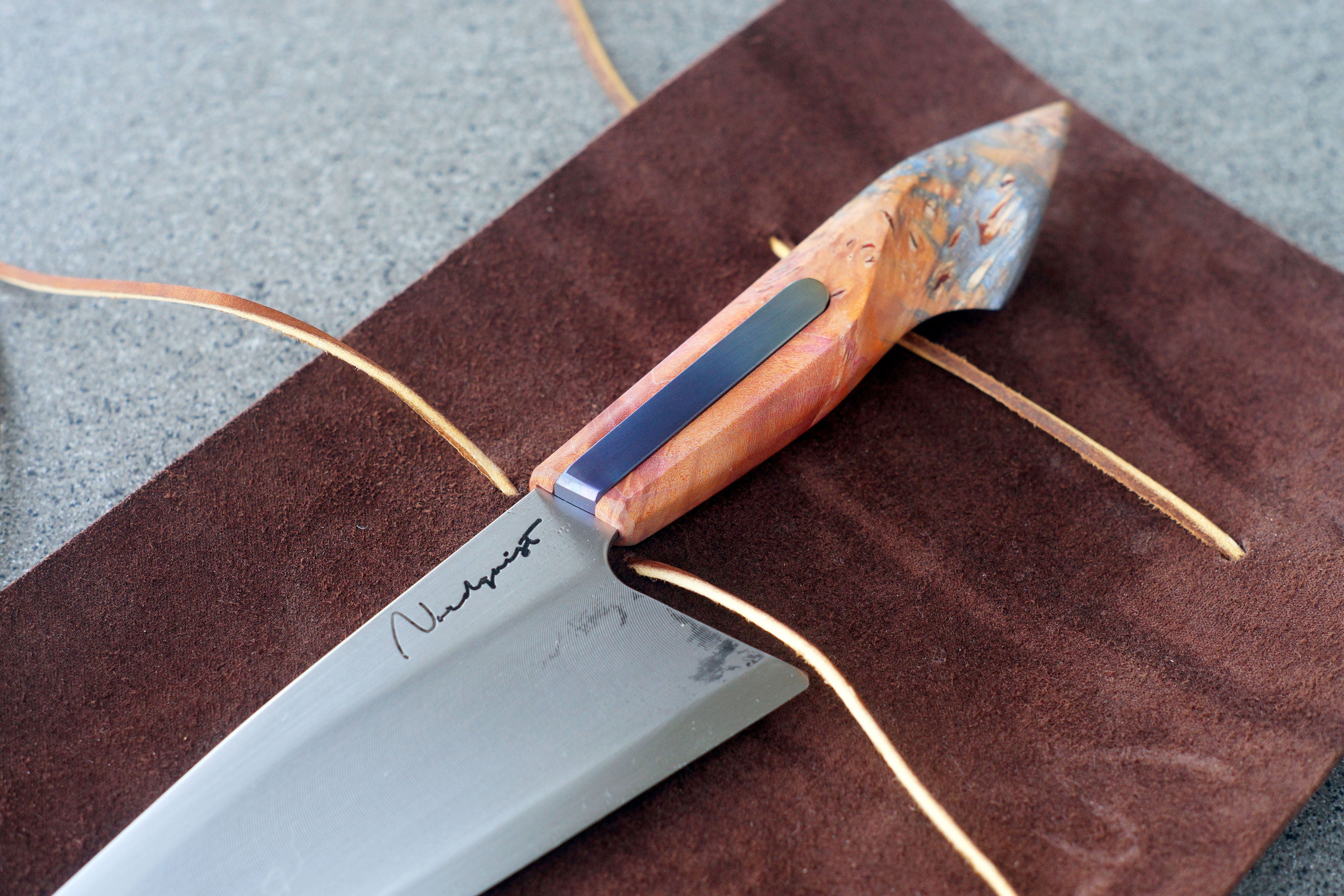 Orange & Blue Titanium S-Grind Chef's Knife