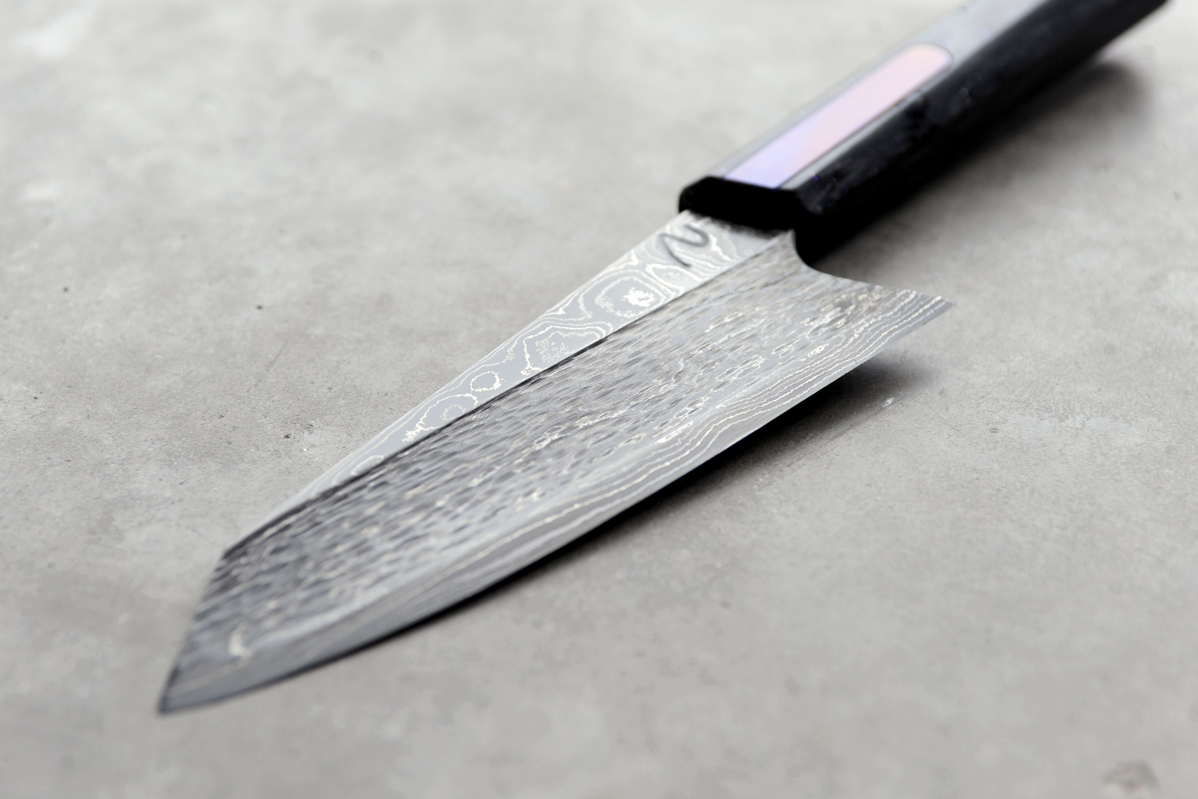 Carbon Fibre & Titanium Damascus S-Grind Petty Knife
