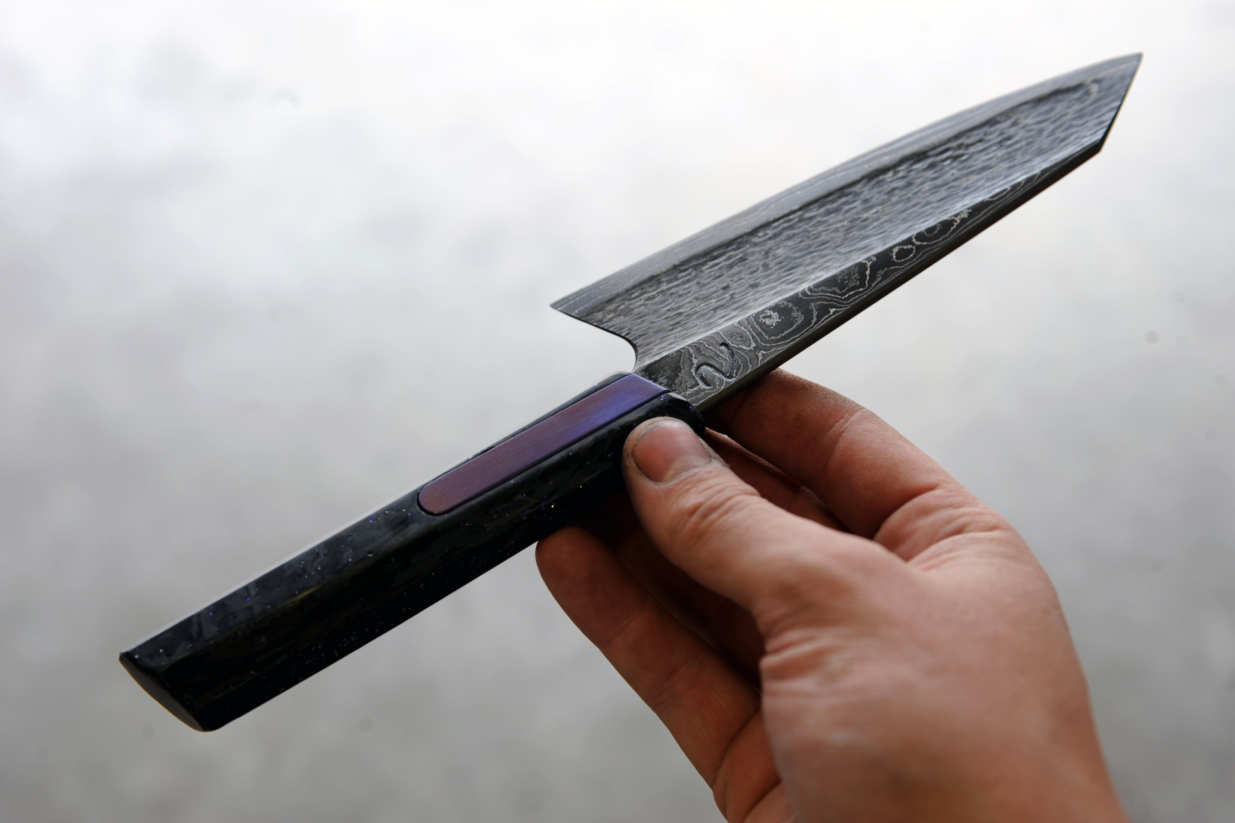 Carbon Fibre & Titanium Damascus S-Grind Petty Knife