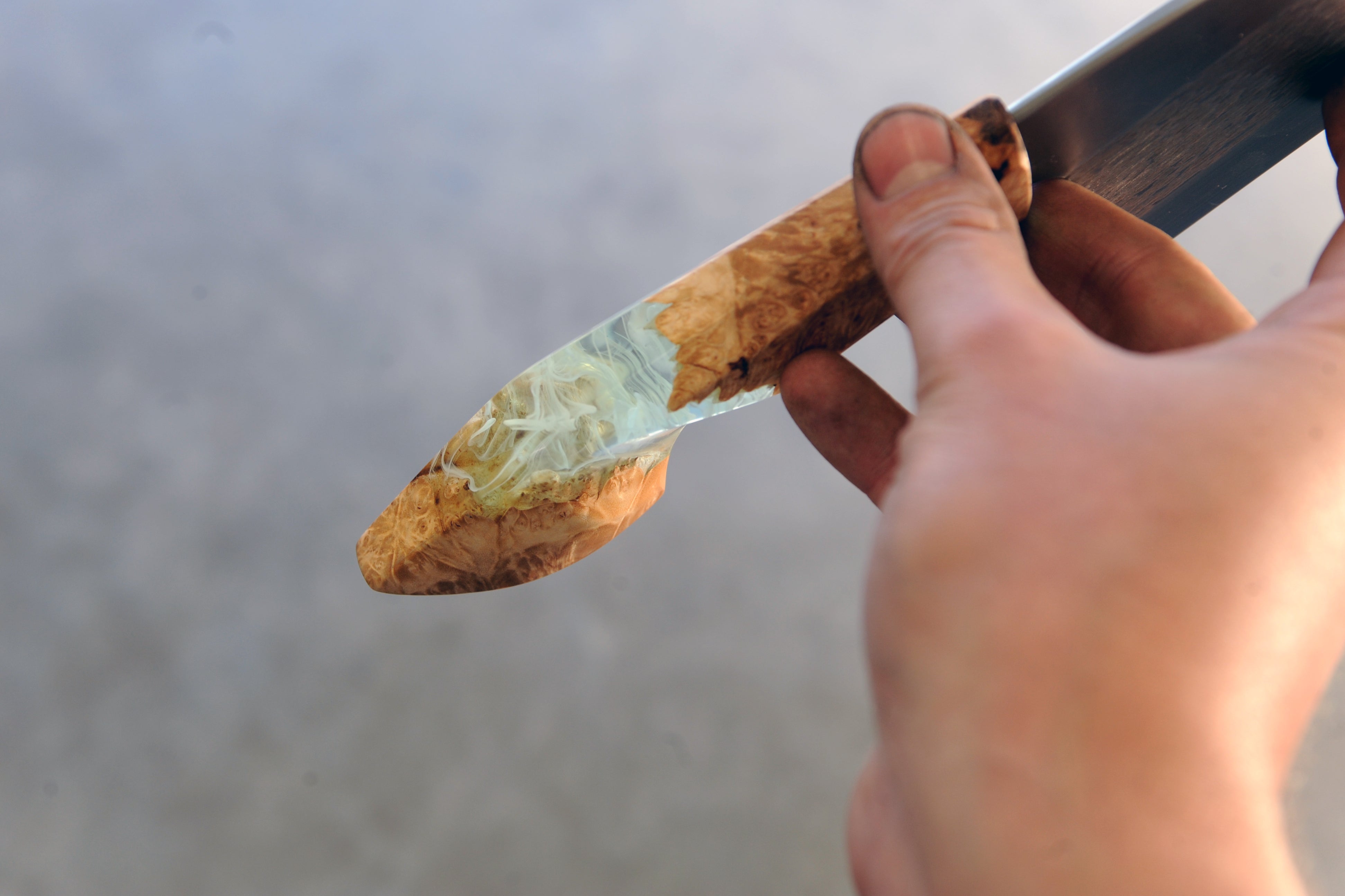 Maple Burl & Copper S-Grind Chefs Knife