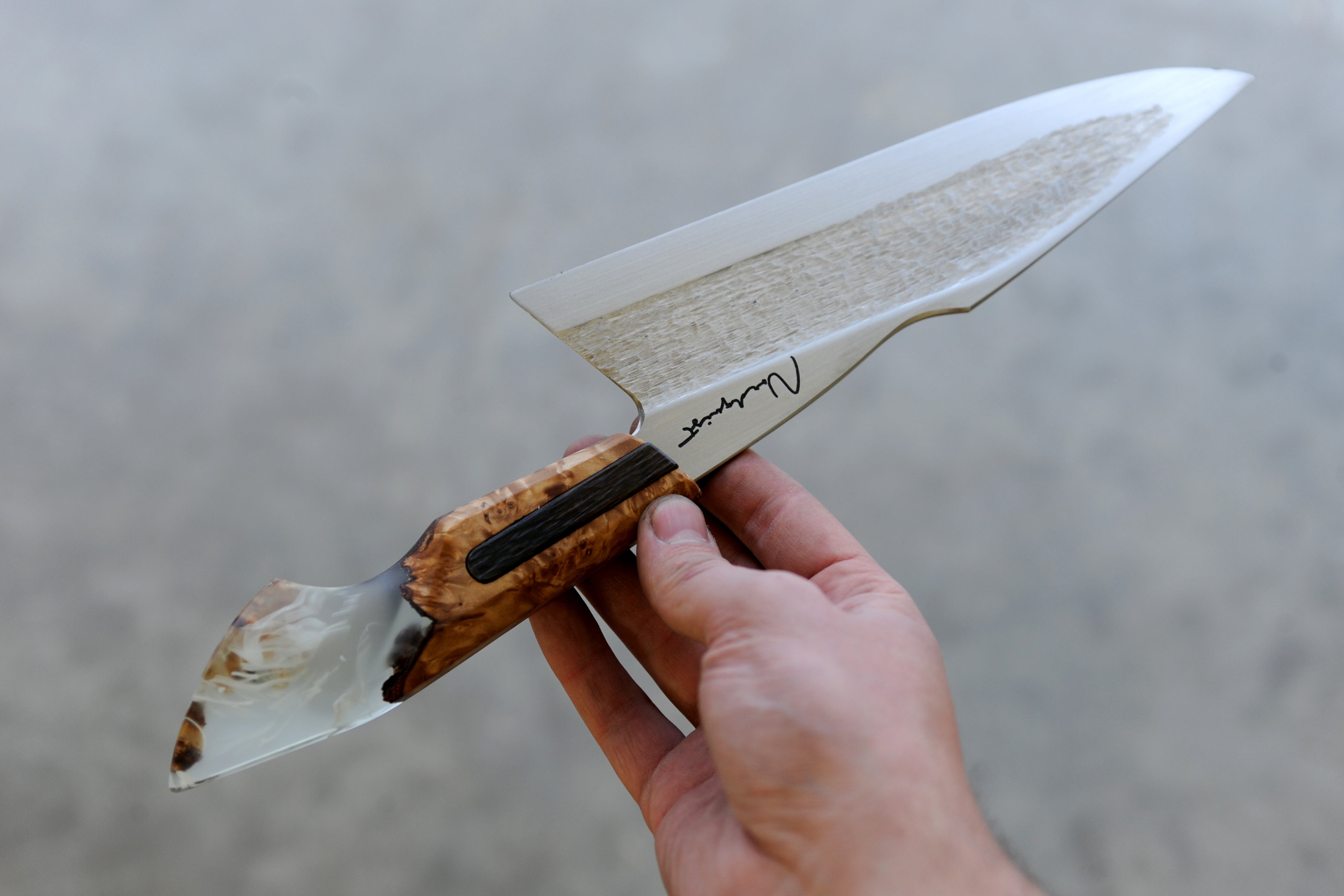 Birch Burl & Steel S-Grind Chef's Knife