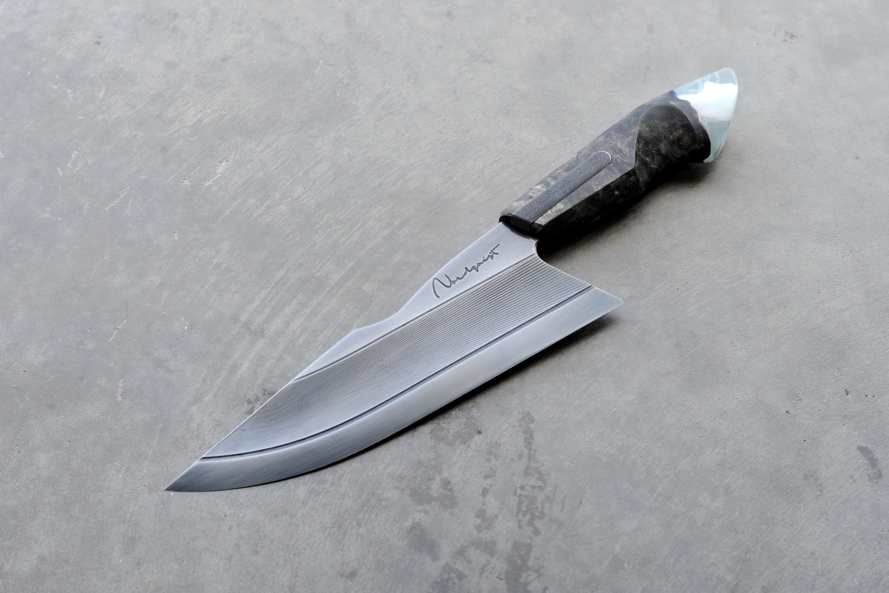 Buckeye Burl & Steel S-Grind Chefs Knife