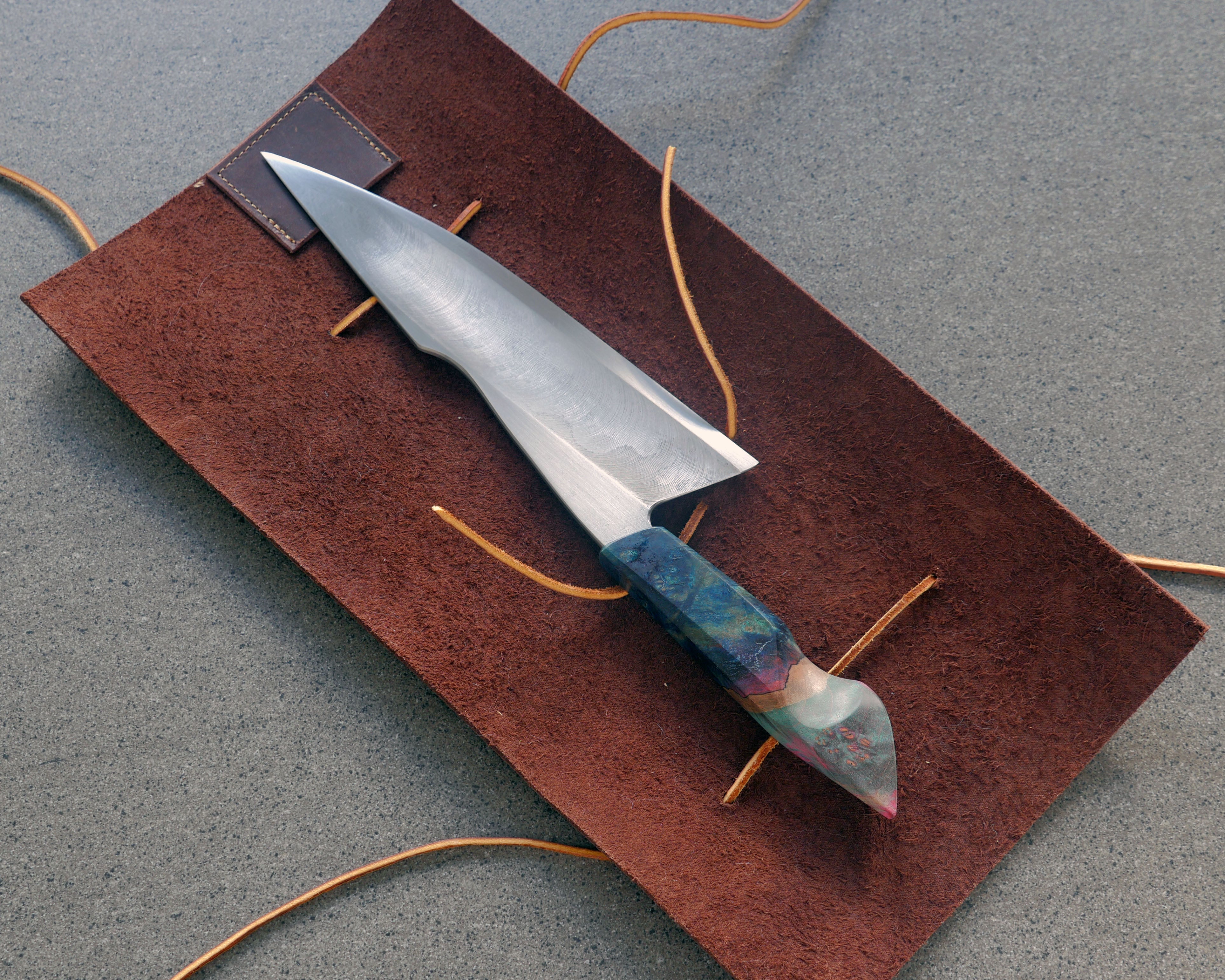 Spalted Maple & Titanium S-Grind Chefs Knife